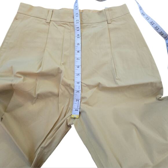 COS Yellow Pleated Button Detail Wide Leg Cropped Pants Size 8 - Picture 6 of 10